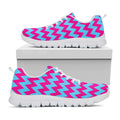 Pink And Blue Chevron Pattern Print White Running Shoes