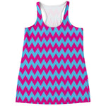 Pink And Blue Chevron Pattern Print Women's Racerback Tank Top