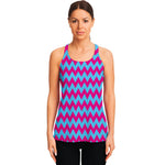 Pink And Blue Chevron Pattern Print Women's Racerback Tank Top
