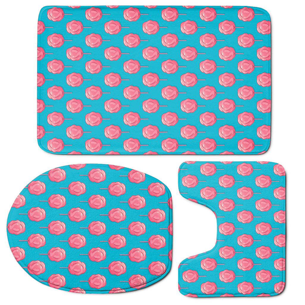 Pink And Blue Cotton Candy Pattern Print 3 Piece Bath Mat Set