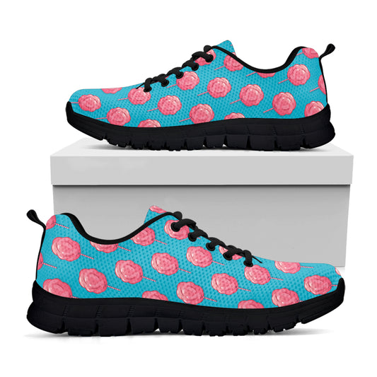 Pink And Blue Cotton Candy Pattern Print Black Sneakers