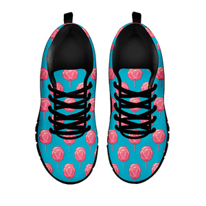 Pink And Blue Cotton Candy Pattern Print Black Sneakers