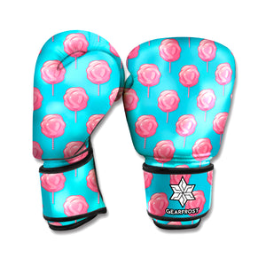 Pink And Blue Cotton Candy Pattern Print Boxing Gloves