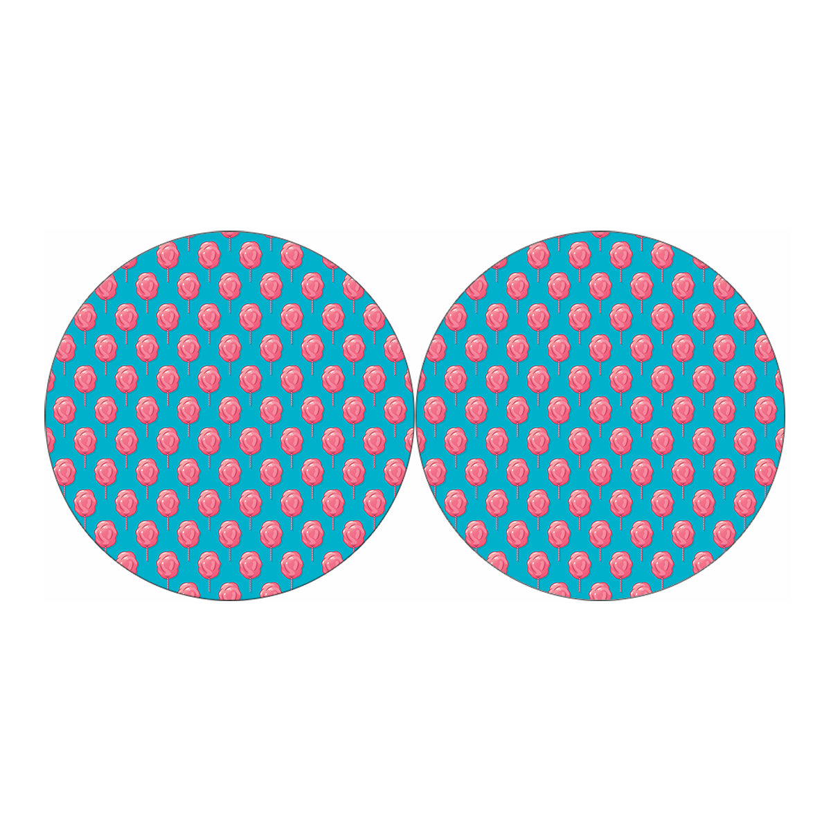 Pink And Blue Cotton Candy Pattern Print Car Coasters