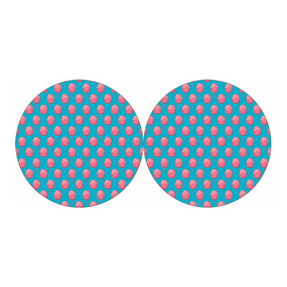 Pink And Blue Cotton Candy Pattern Print Car Coasters