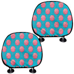 Pink And Blue Cotton Candy Pattern Print Car Headrest Covers