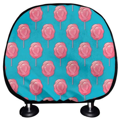 Pink And Blue Cotton Candy Pattern Print Car Headrest Covers