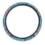 Pink And Blue Cotton Candy Pattern Print Car Steering Wheel Cover