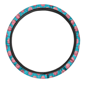 Pink And Blue Cotton Candy Pattern Print Car Steering Wheel Cover