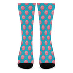 Pink And Blue Cotton Candy Pattern Print Crew Socks