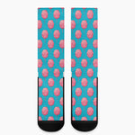 Pink And Blue Cotton Candy Pattern Print Crew Socks