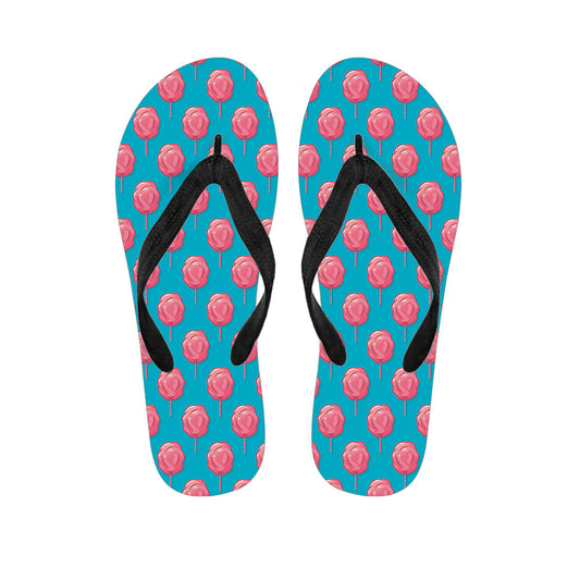 Pink And Blue Cotton Candy Pattern Print Flip Flops