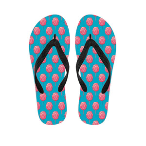 Pink And Blue Cotton Candy Pattern Print Flip Flops