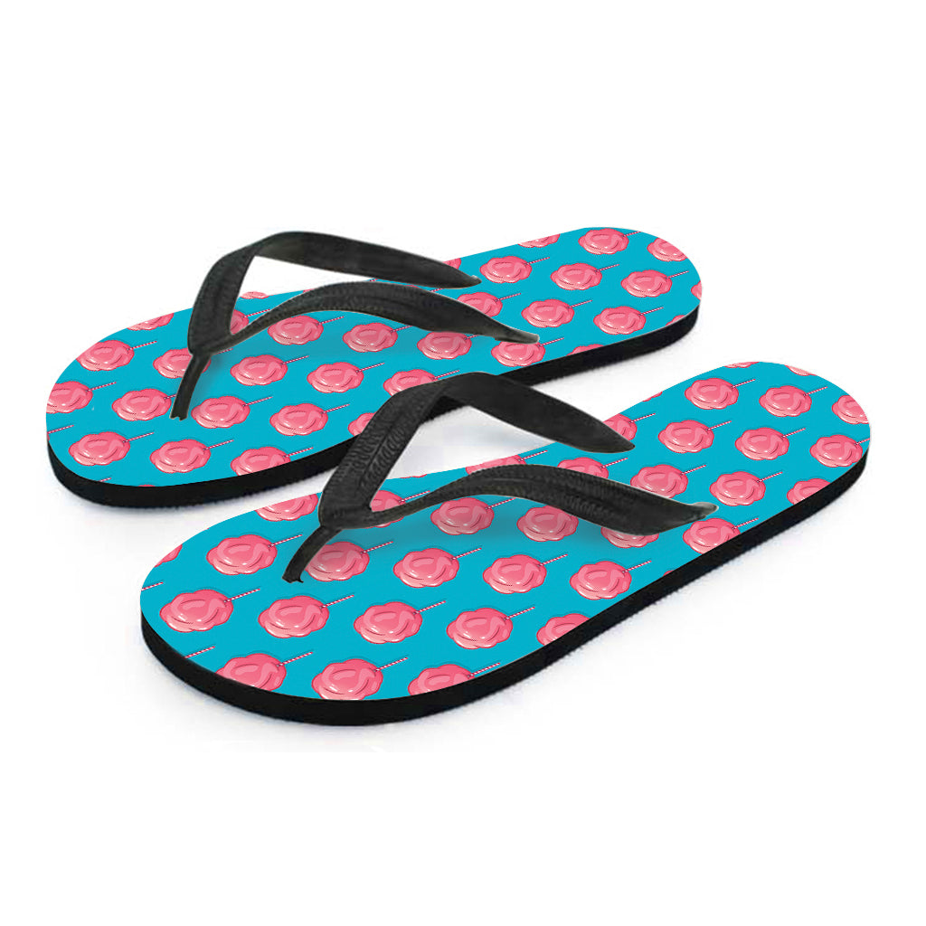 Pink And Blue Cotton Candy Pattern Print Flip Flops