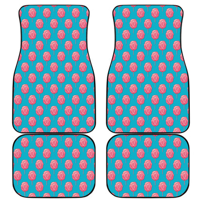 Pink And Blue Cotton Candy Pattern Print Front and Back Car Floor Mats