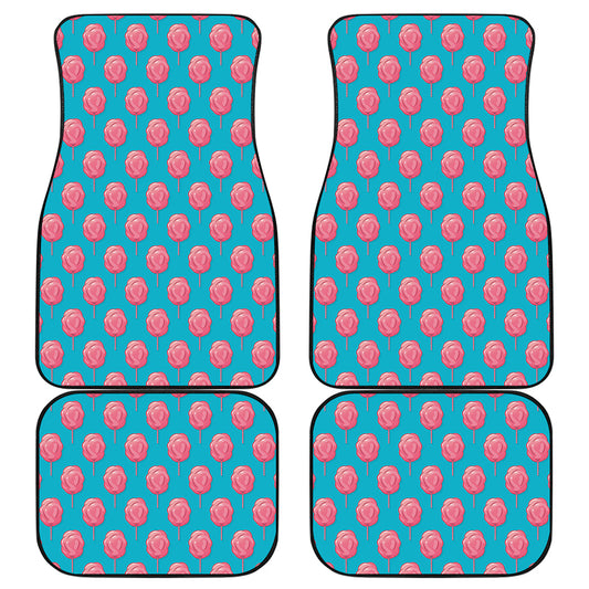Pink And Blue Cotton Candy Pattern Print Front and Back Car Floor Mats