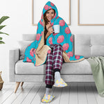 Pink And Blue Cotton Candy Pattern Print Hooded Blanket