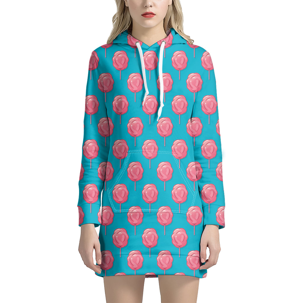 Pink And Blue Cotton Candy Pattern Print Hoodie Dress