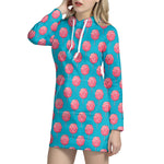 Pink And Blue Cotton Candy Pattern Print Hoodie Dress