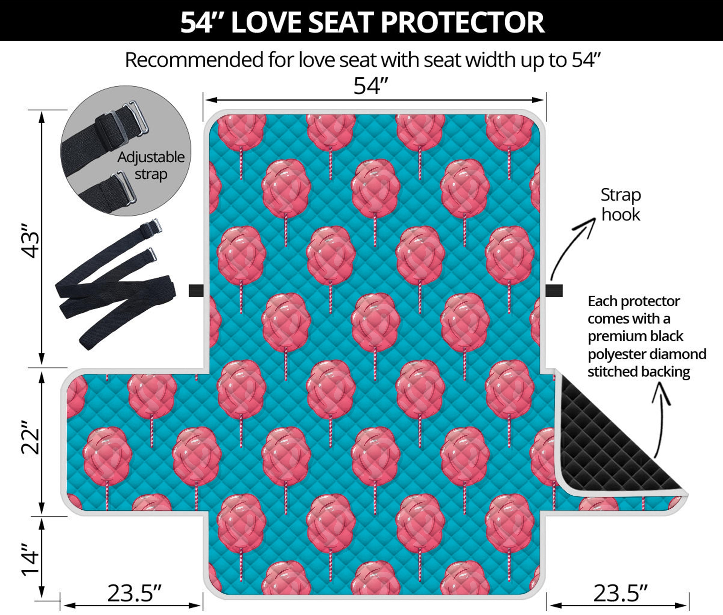 Pink And Blue Cotton Candy Pattern Print Loveseat Protector