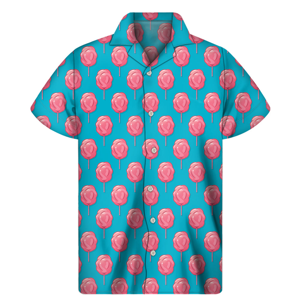 Pink And Blue Cotton Candy Pattern Print Men's Short Sleeve Shirt