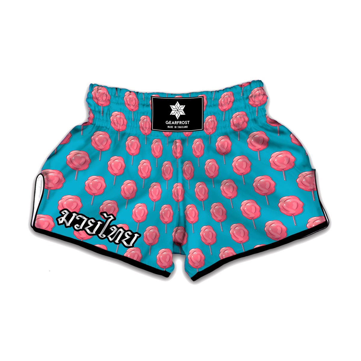 Pink And Blue Cotton Candy Pattern Print Muay Thai Boxing Shorts