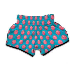 Pink And Blue Cotton Candy Pattern Print Muay Thai Boxing Shorts