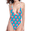 Pink And Blue Cotton Candy Pattern Print One Piece High Cut Swimsuit