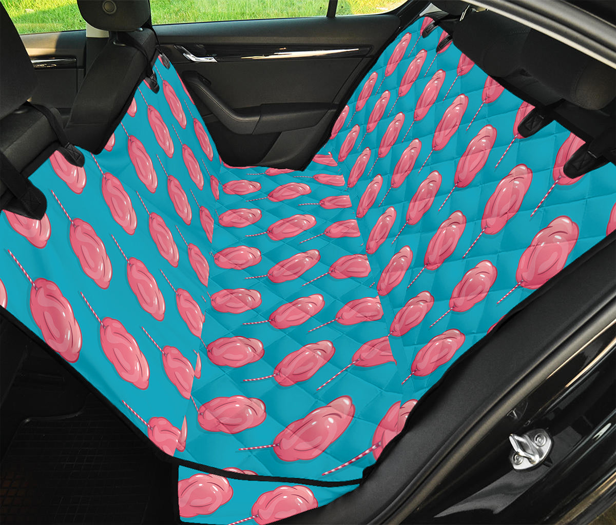 Pink And Blue Cotton Candy Pattern Print Pet Car Back Seat Cover