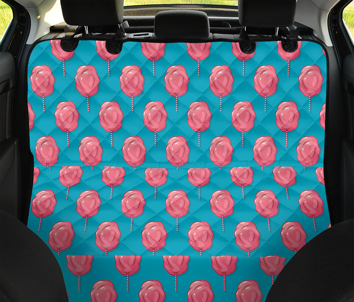 Pink And Blue Cotton Candy Pattern Print Pet Car Back Seat Cover
