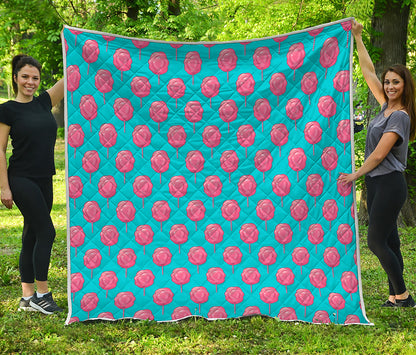Pink And Blue Cotton Candy Pattern Print Quilt