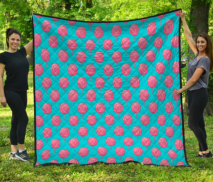 Pink And Blue Cotton Candy Pattern Print Quilt