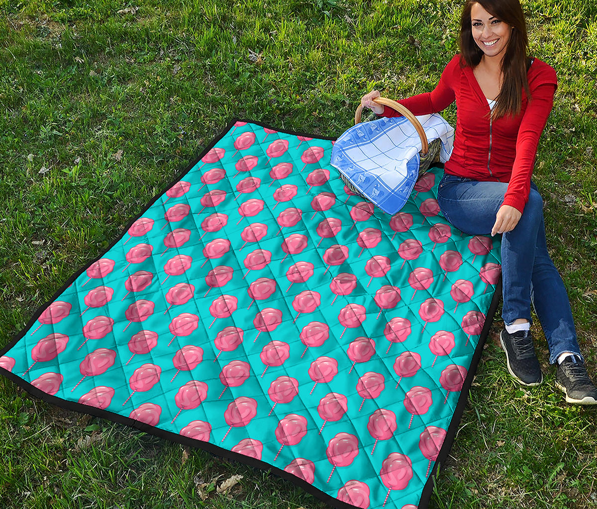 Pink And Blue Cotton Candy Pattern Print Quilt
