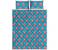 Pink And Blue Cotton Candy Pattern Print Quilt Bed Set
