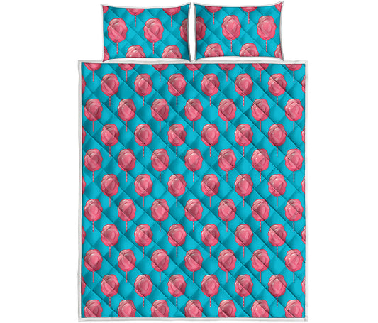 Pink And Blue Cotton Candy Pattern Print Quilt Bed Set