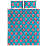 Pink And Blue Cotton Candy Pattern Print Quilt Bed Set