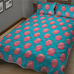 Pink And Blue Cotton Candy Pattern Print Quilt Bed Set