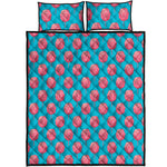 Pink And Blue Cotton Candy Pattern Print Quilt Bed Set