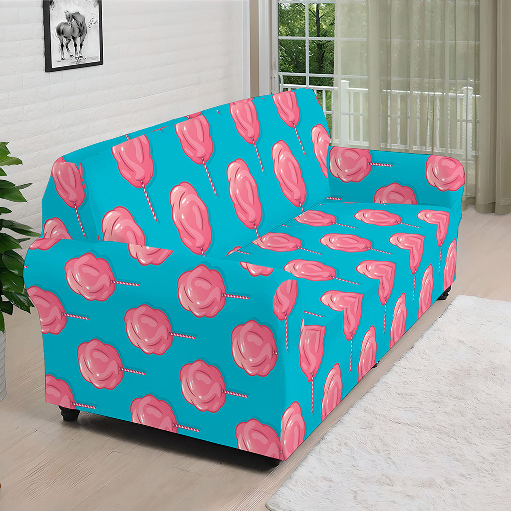 Pink And Blue Cotton Candy Pattern Print Sofa Cover