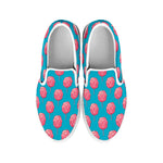 Pink And Blue Cotton Candy Pattern Print White Slip On Shoes