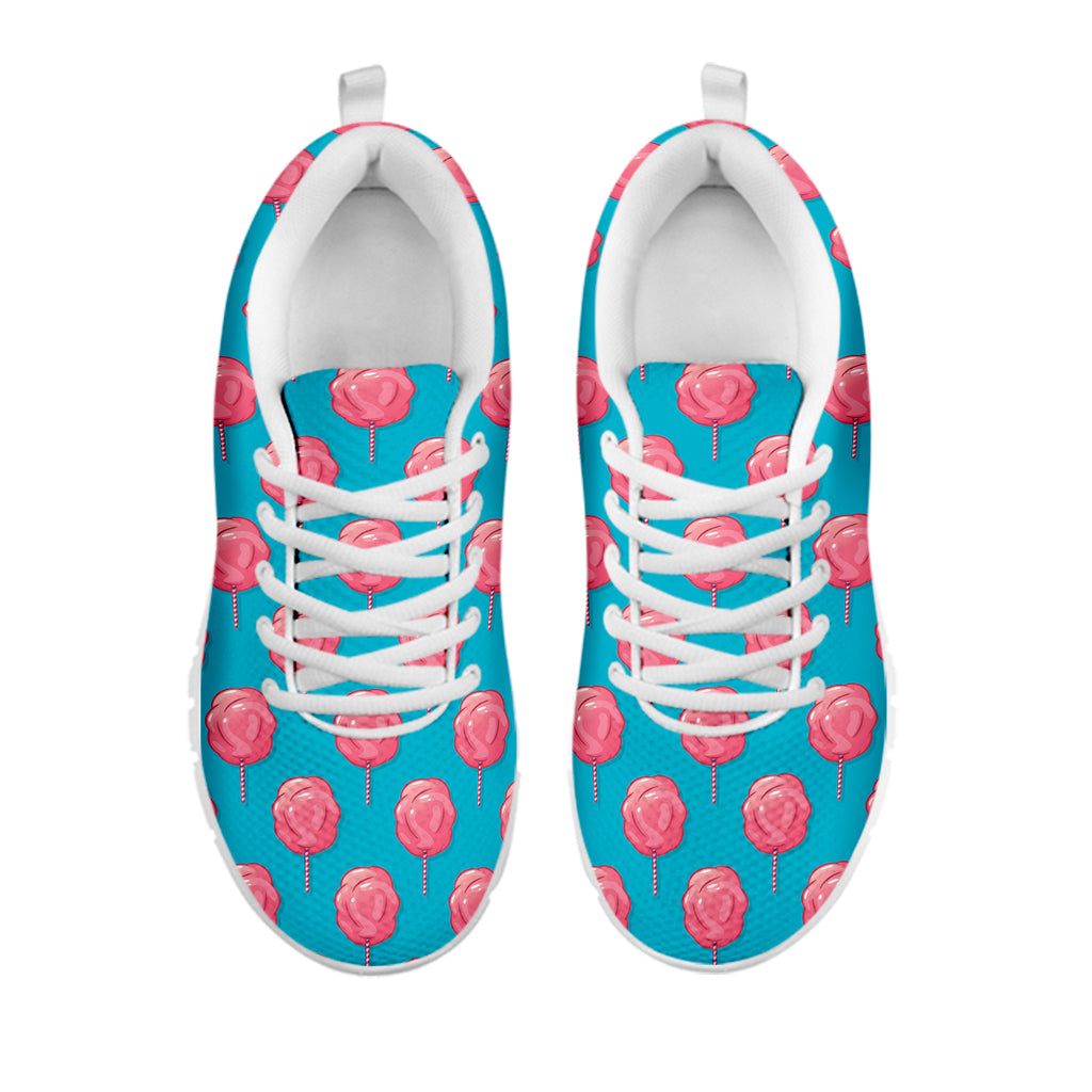 Pink And Blue Cotton Candy Pattern Print White Sneakers