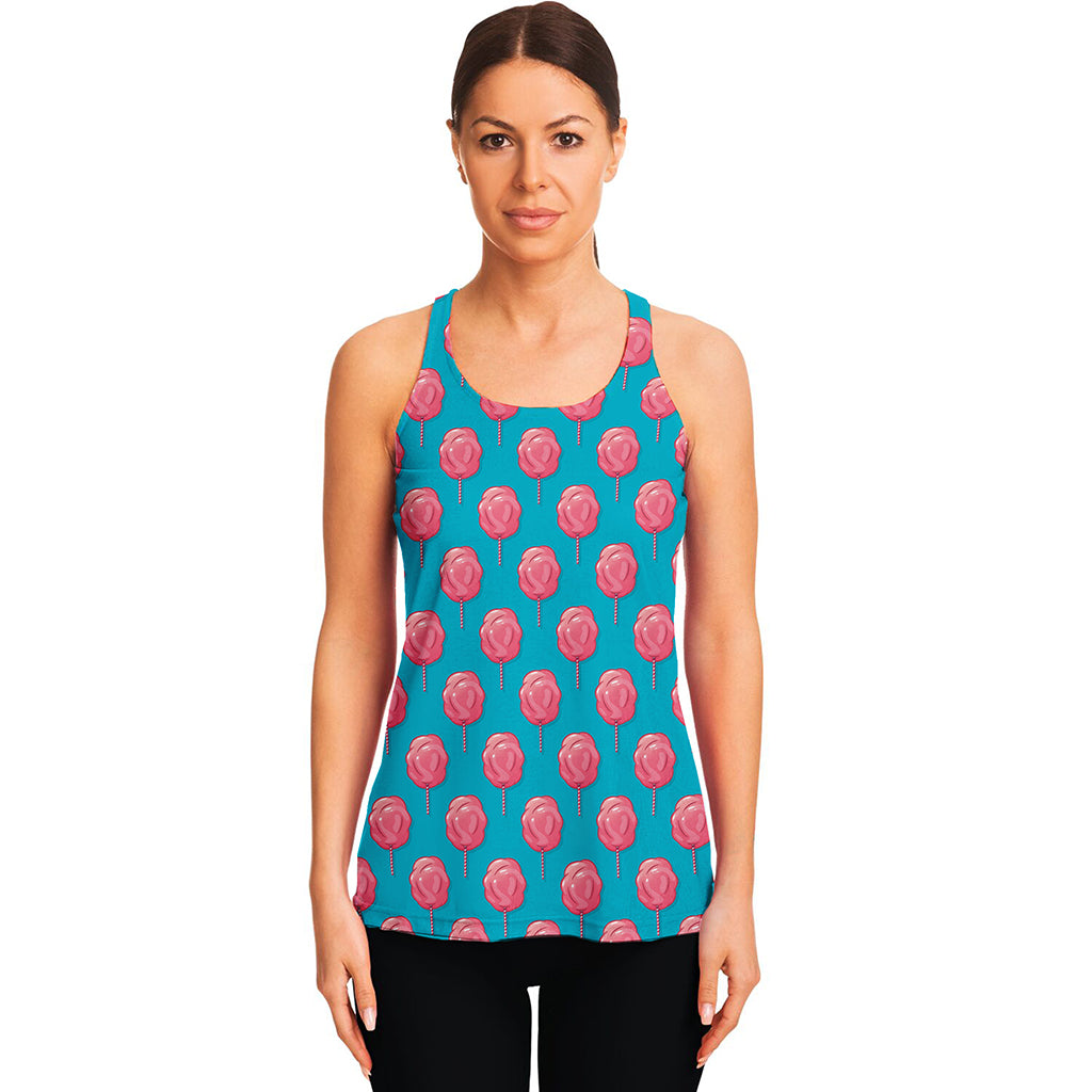 Pink And Blue Cotton Candy Pattern Print Women's Racerback Tank Top