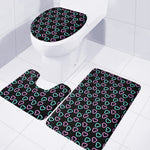 Pink And Blue Lights Heart Pattern Print 3 Piece Bath Mat Set