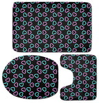 Pink And Blue Lights Heart Pattern Print 3 Piece Bath Mat Set