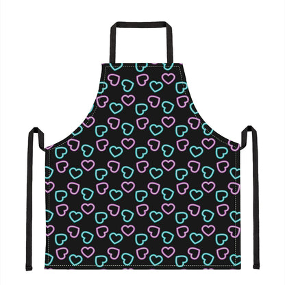 Pink And Blue Lights Heart Pattern Print Apron