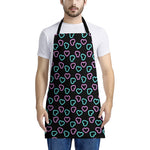 Pink And Blue Lights Heart Pattern Print Apron