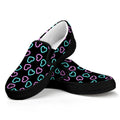 Pink And Blue Lights Heart Pattern Print Black Slip On Sneakers
