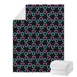 Pink And Blue Lights Heart Pattern Print Blanket