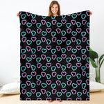 Pink And Blue Lights Heart Pattern Print Blanket