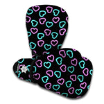 Pink And Blue Lights Heart Pattern Print Boxing Gloves